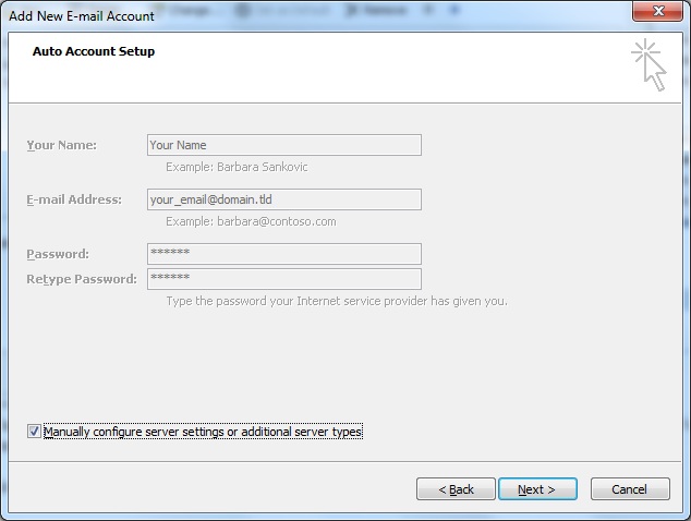 Outlook client configuration for qmailrocks - screenshot 2